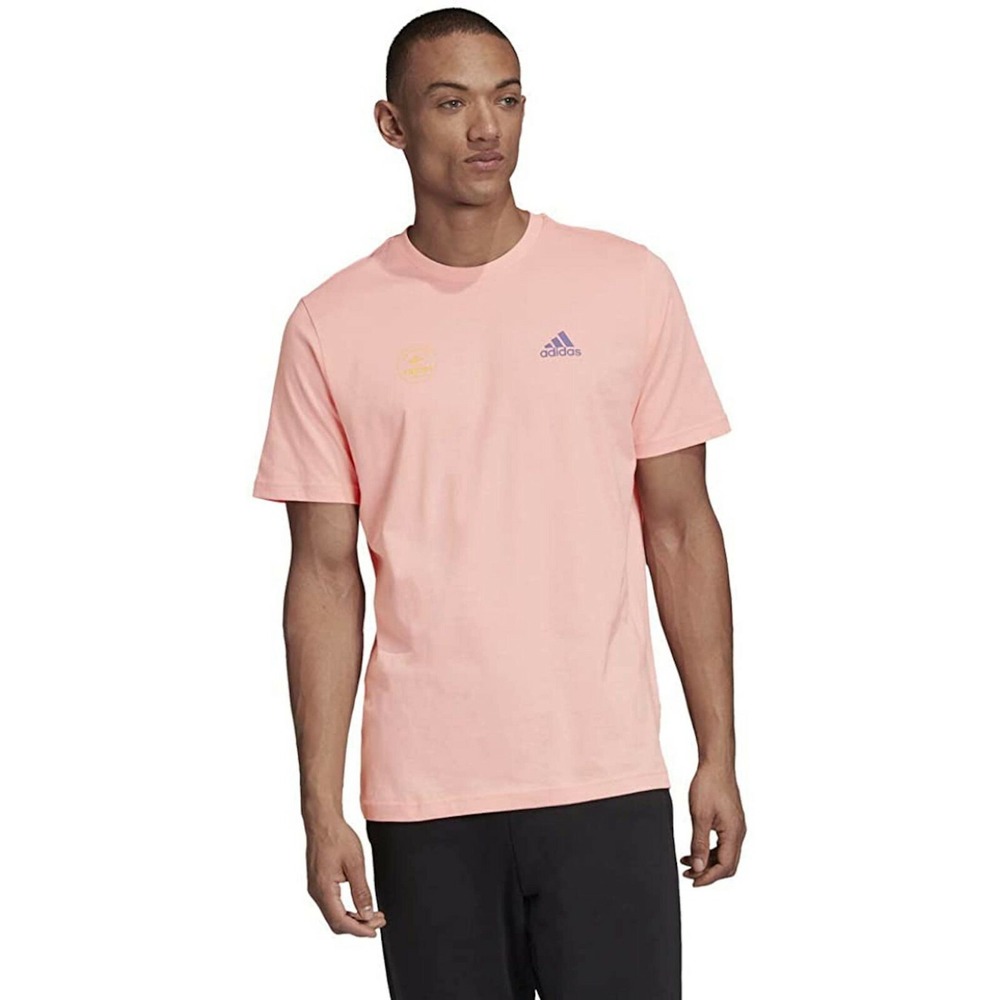 ADIDAS Snack Time Photo T-Shirt Mens Small Glory Pink GE4665 Graphic Tee
